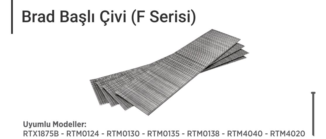 RTRMAX RH40838 BRAD BASLI ÇIVI F SERISI 1,25 mm x 15 mm 5000 Ad.